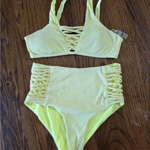 🌼 TiniBikini Ribbed High-Waist Bikini